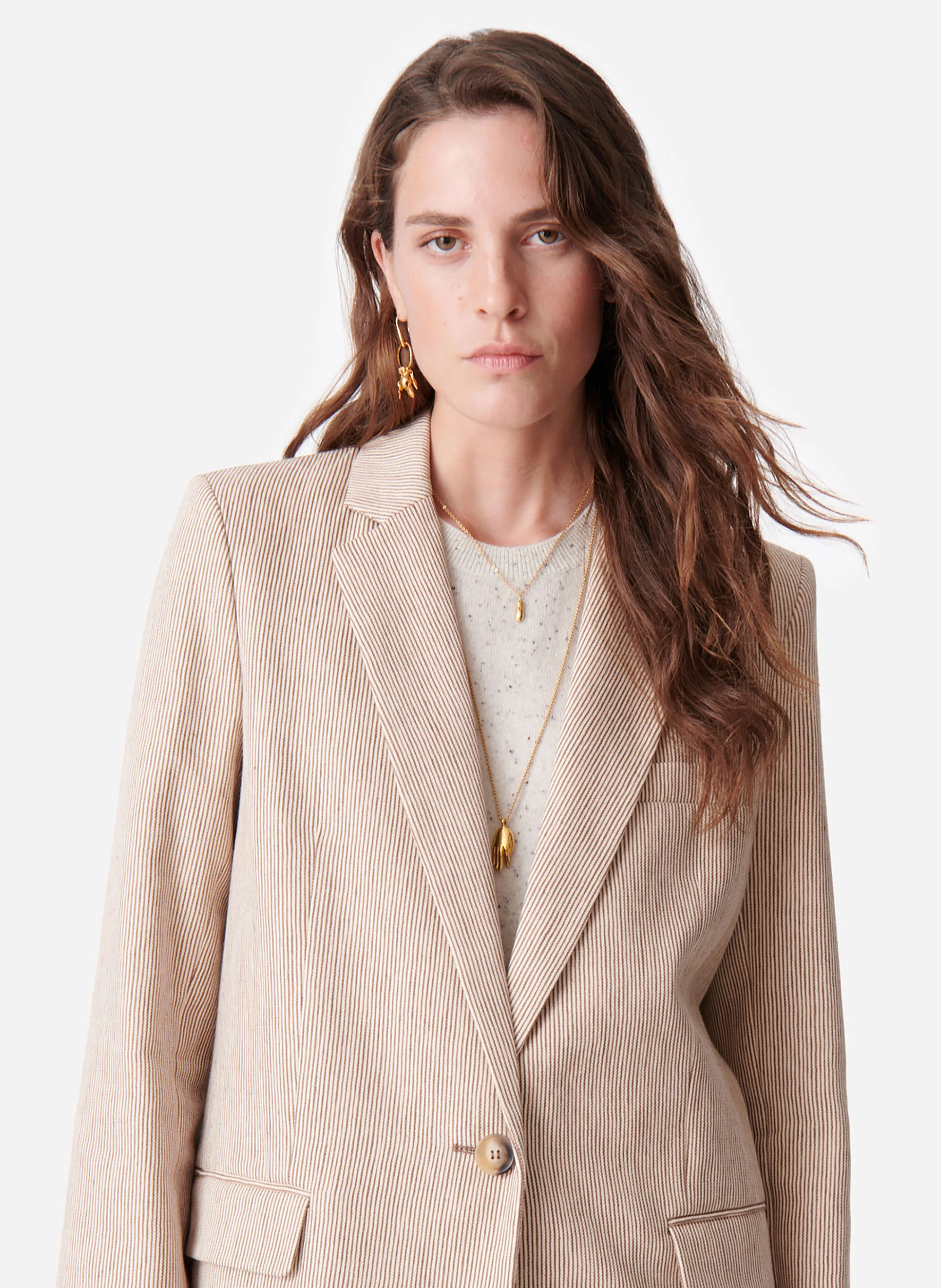 TILIA - Veste de tailleur en coton et lin | Marron