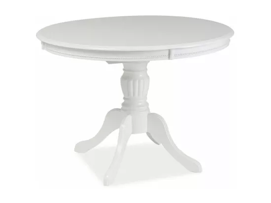 Table à manger blanche 106cm extensible blanche avec pied central Ade - Blanc