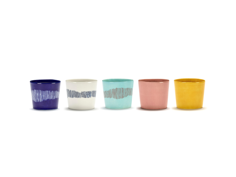 Serax Feast by Ottolenghi mok 15cl set van 4 Azure/Red Stripes