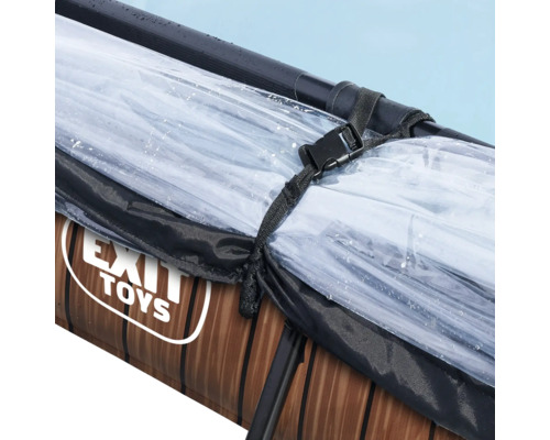 EXIT WoodPool rechthoekige opzetzwembadset 300x200x65 cm inclusief cartridgefiltersysteem & houtlook afdekking