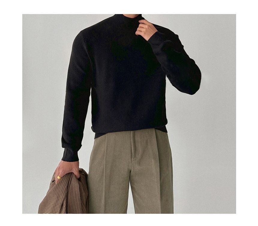 Okwano - Effen gebreide top met lange mouwen en mockneck