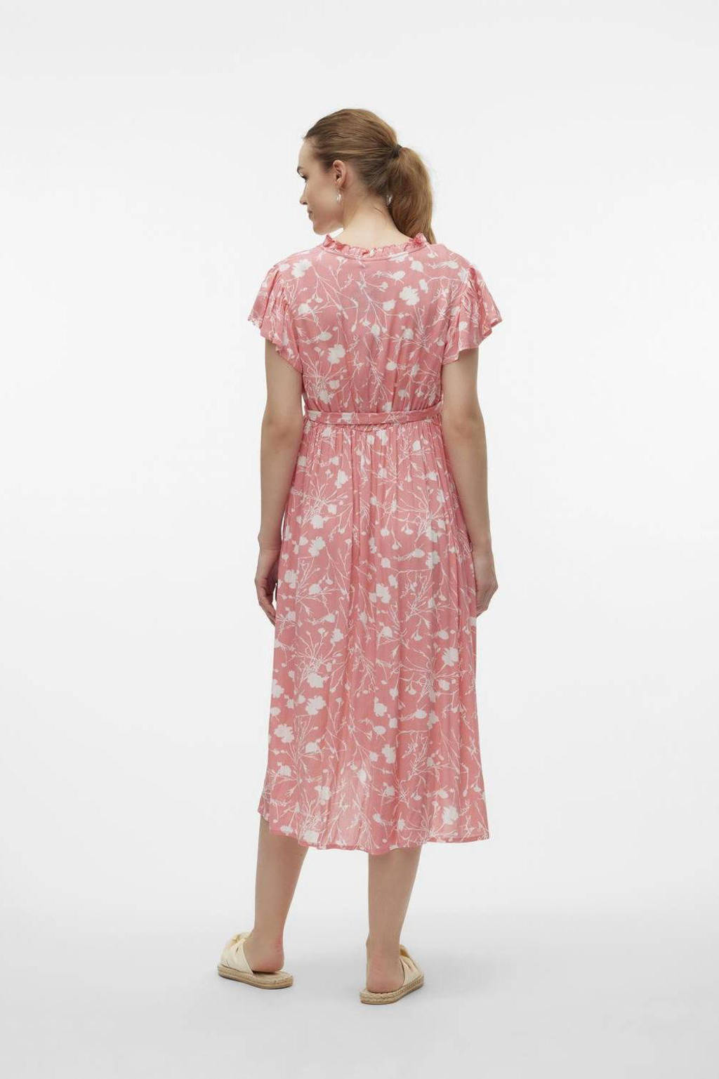 MAMALICIOUS zwangerschaps- en voedingsjurk MLDEELIA met all over print en ruches roze