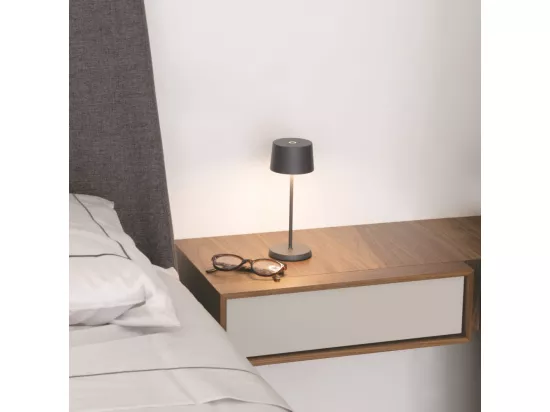 Zafferano OLIVIA PRO MICRO LED lampe de table Gris foncé rechargeable et dimmable