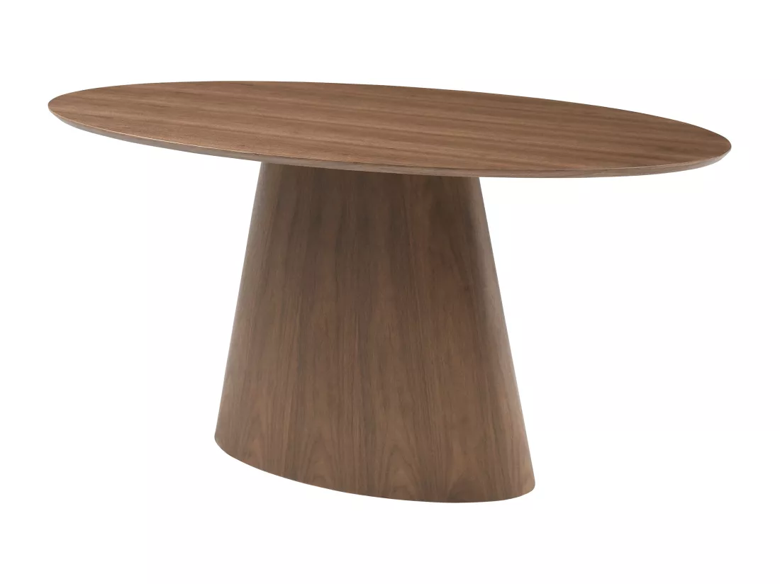 Table à manger 6 personnes placage noyer - Naturel foncé - ANTELADA