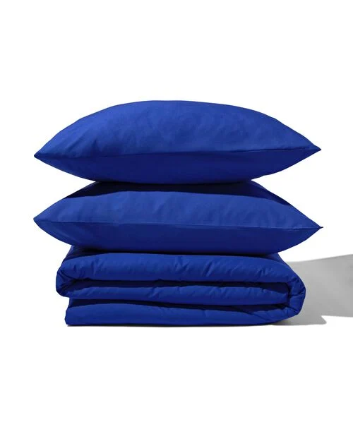 housse de couette coton doux 140 x 200/220 bleu cobalt