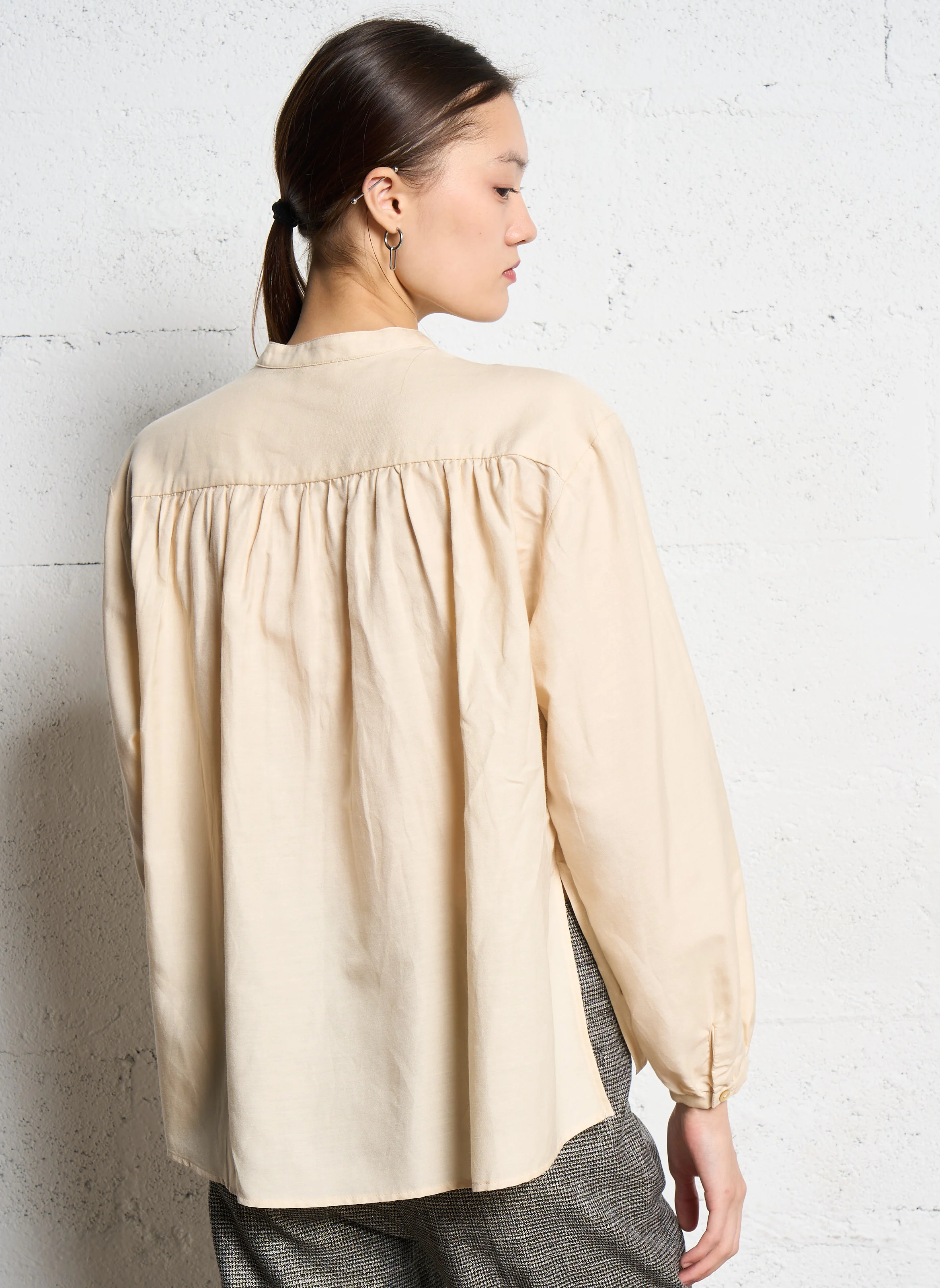 KASPAR - Blouse droite en coton et soie | Blanc
