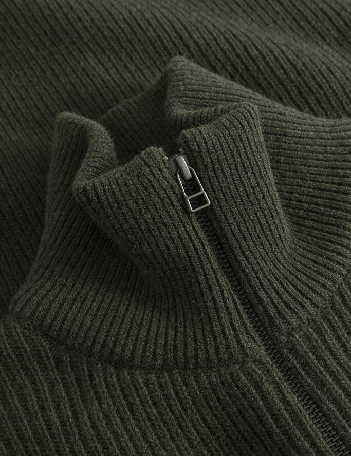 Forét MARSH RIB ZIP HIGH NECK Dark moss