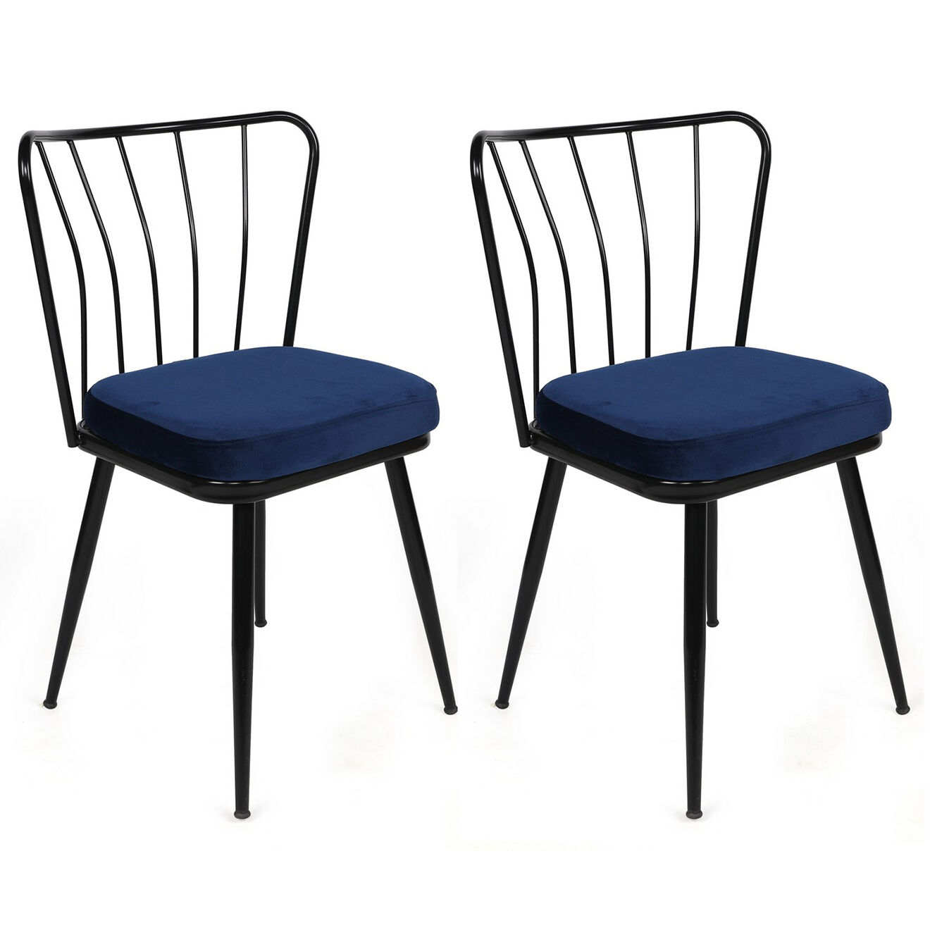 Homitis 2 Chaises Yildiz bleu foncé/noir - 43x82x42 cm