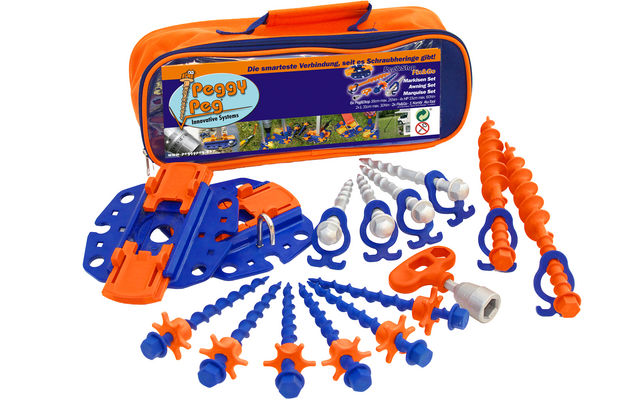 Peggy Peg Fix&Go Peg&Stop Markisen Set mit Schraubheringe und Ankerplatten 30-tlg.