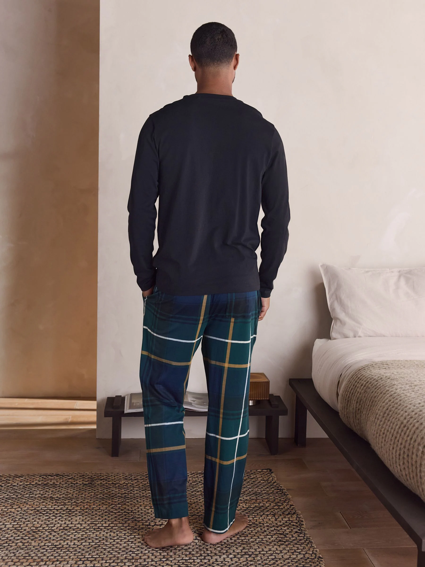 Groen - Check Long Sleeve Jersey Pyjamas Set