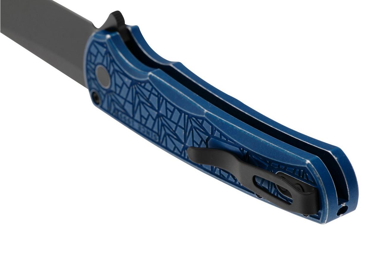 Pro-Tech Malibu 5406-BW-BL-NEXUS, DLC CPM MagnaCut, Reverse Tanto, Battleworn Blue Aluminum zakmes