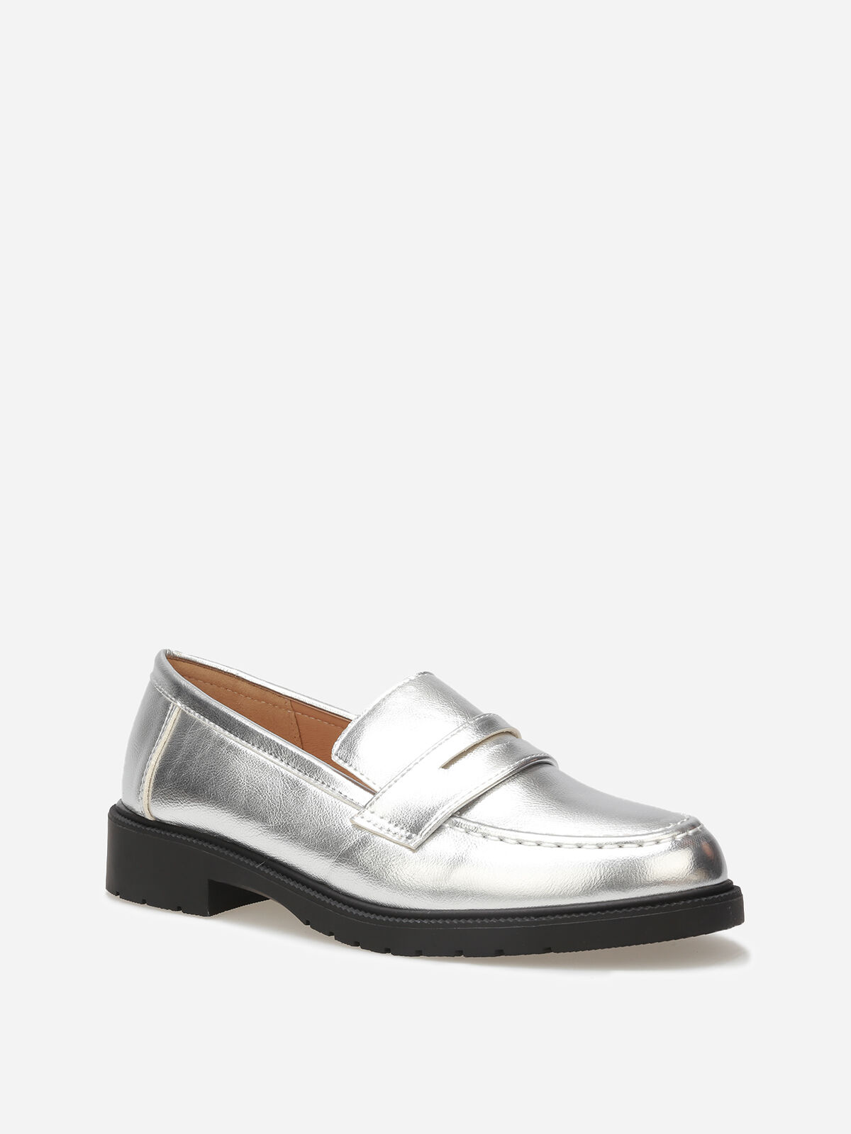Mocassins classiques à semelle crantée- Argenté