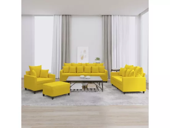 Ensemble de canapés 4 pièces avec coussins Jaune Velours