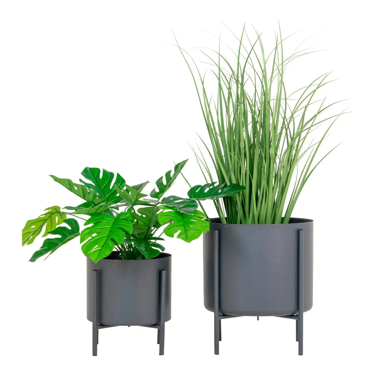 Epikasa Lot de 2 Pots Pavia Métal Gris