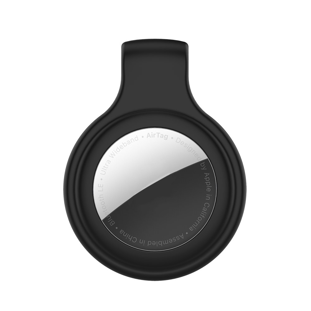 Apple AirTag Anhänger Silikon Case Hülle mit Gürtelclip - Schwarz
