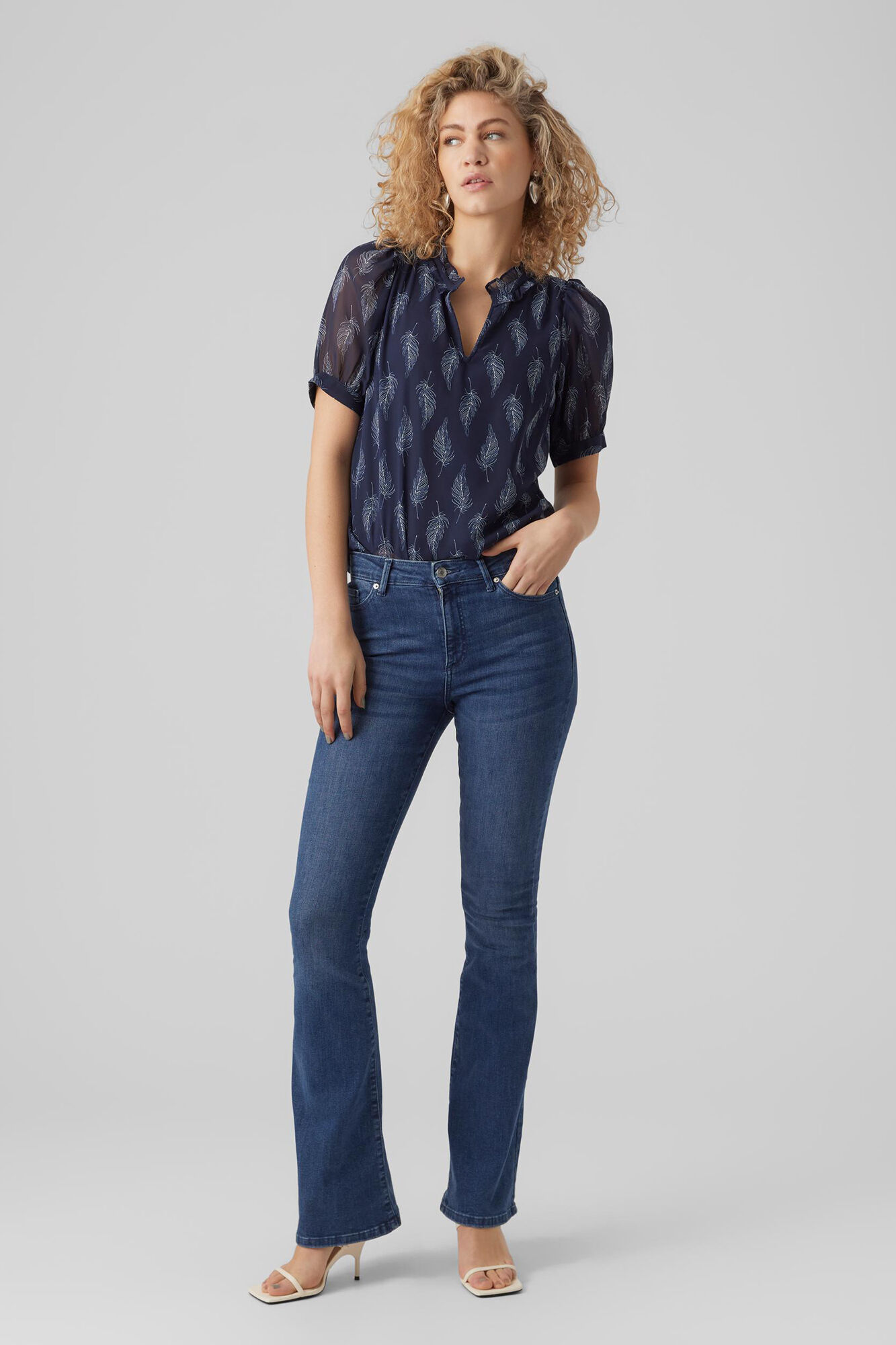 Blusa de manga 2/4 - Azul marinho