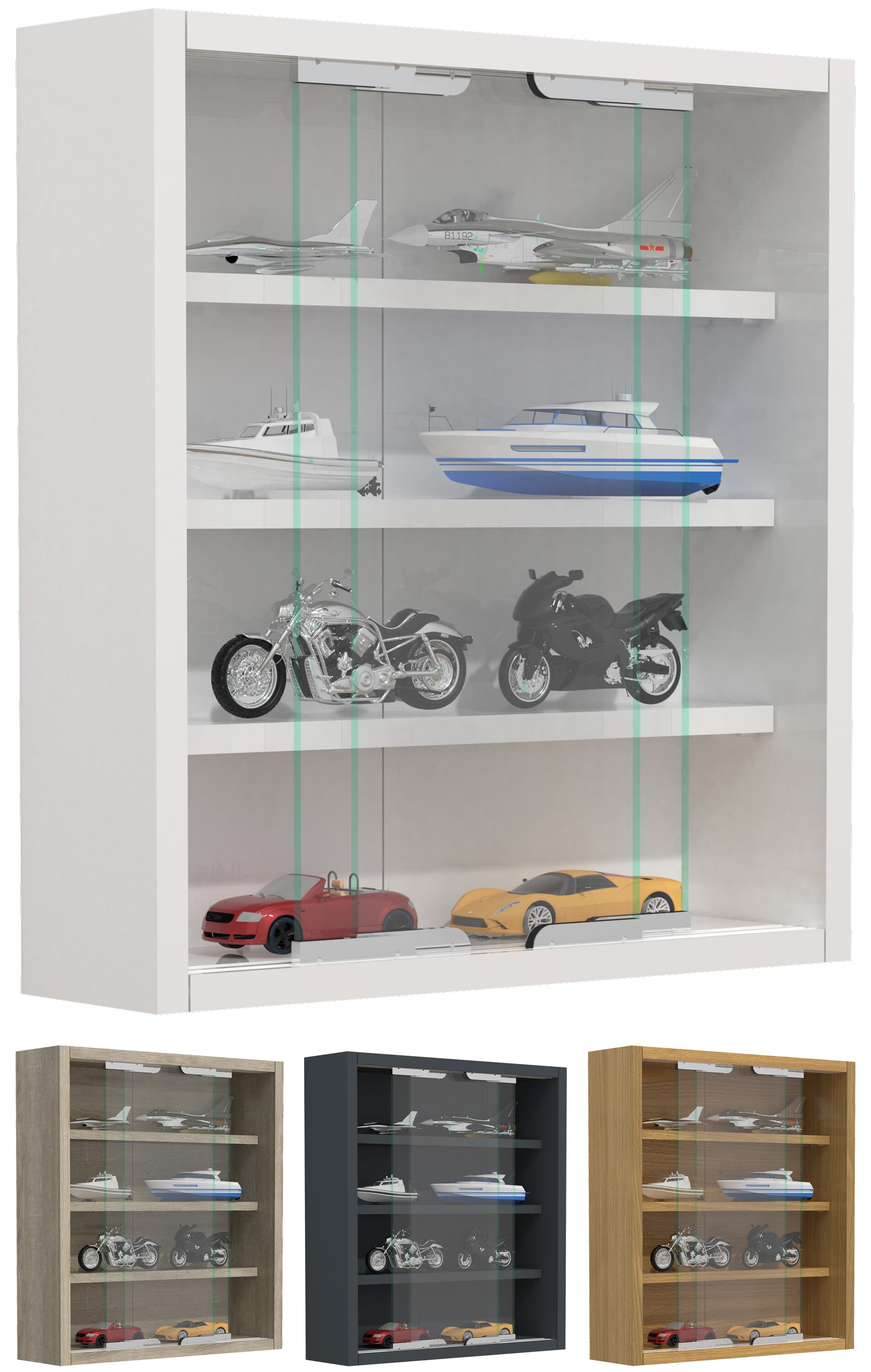 VCM Glasvitrine hängend | Vitrine Glas mit ESG-Sicherheitsglas | Maße: H. 40 x B. 37 x T. 10 cm | Hängevitrine Glas | Modern und platzsparend | Glas Vitrinenschrank - Agisa S