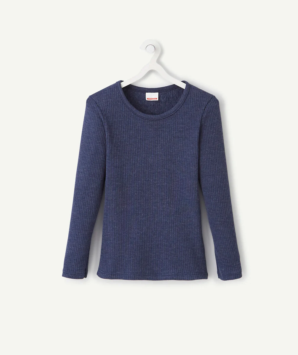 DAMARTLE T-SHIRT BLEU MARINE CÔTELÉ THERMOLACTYL 4