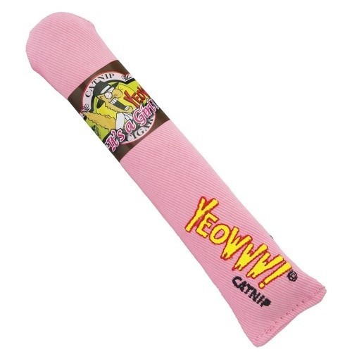 Charuto de brinquedo rosa com erva-de-gato para gatos