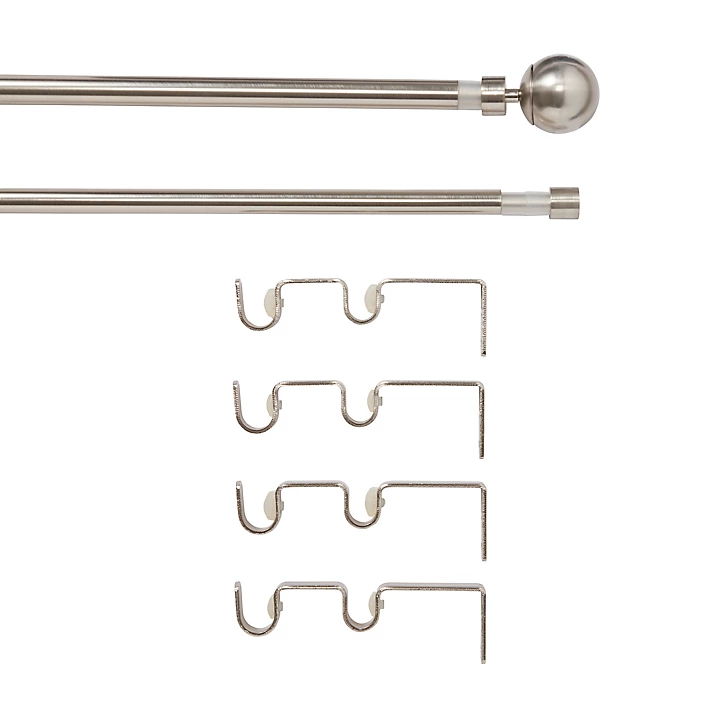 Kit de tringle à rideau double extensible embout boule Athens GoodHome 200/330 cm Ø19mm gris