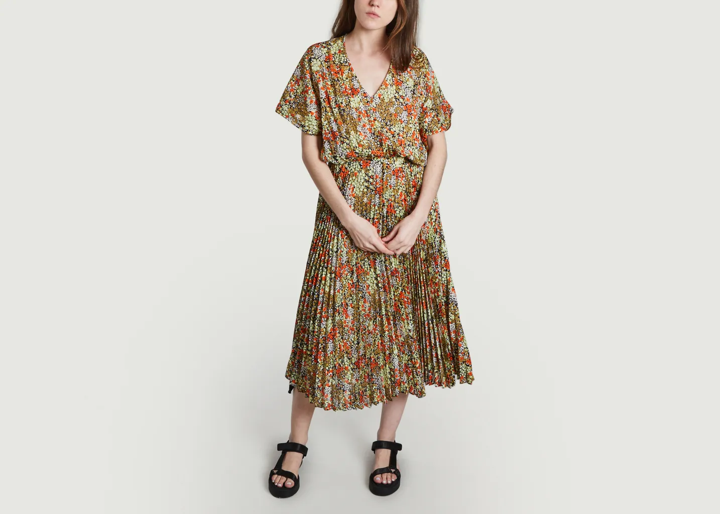 Robe longue plissée motif fleuri Andorothe Samsoe Samsoe