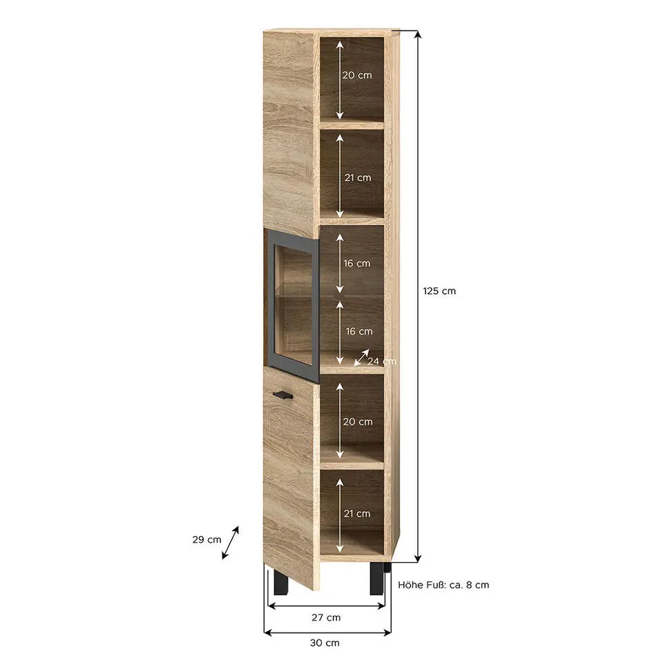 Hioshop Boston kolomkast 1 deur eiken decor