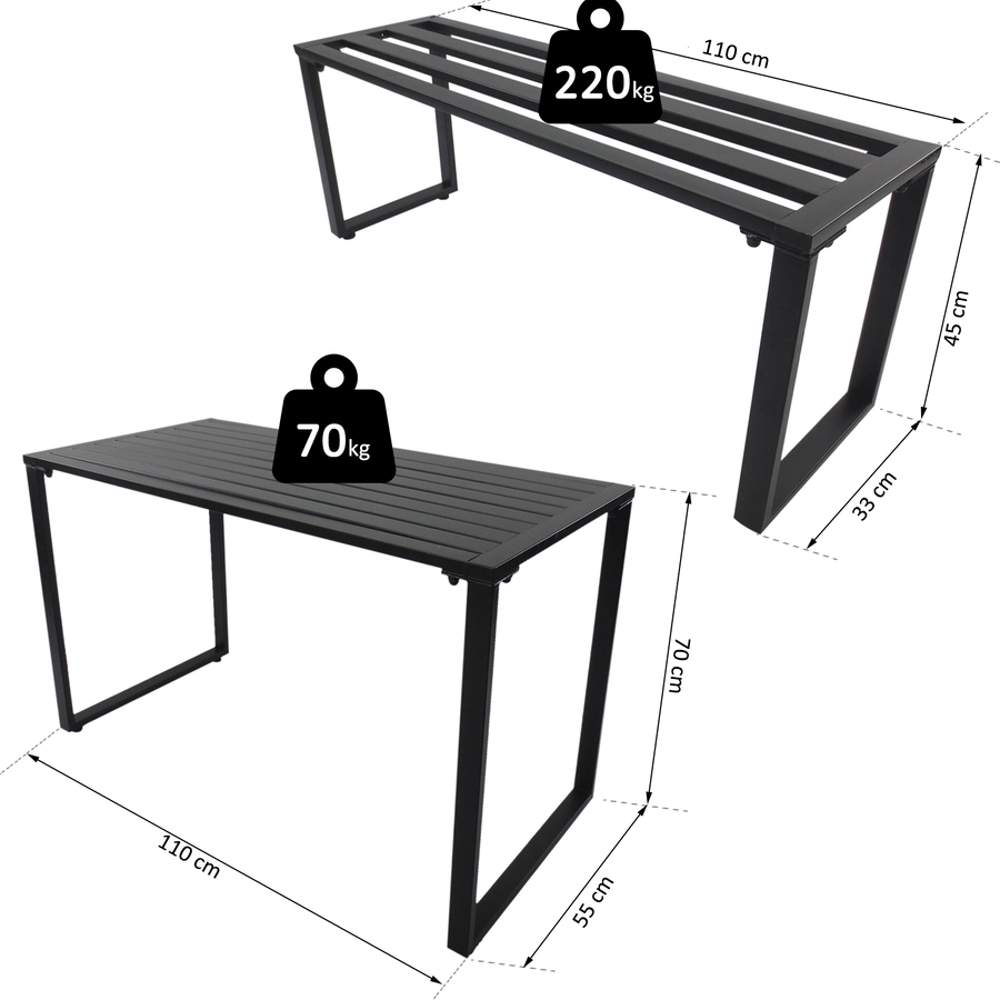 Outsunny Gartengarnitur als 3-teiliges Set schwarz