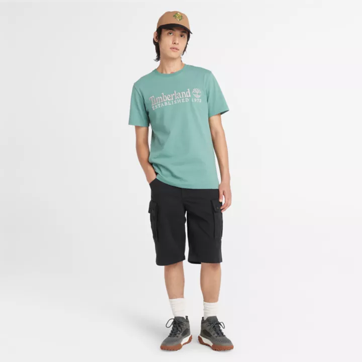 Short cargo en sergé pour homme en noir