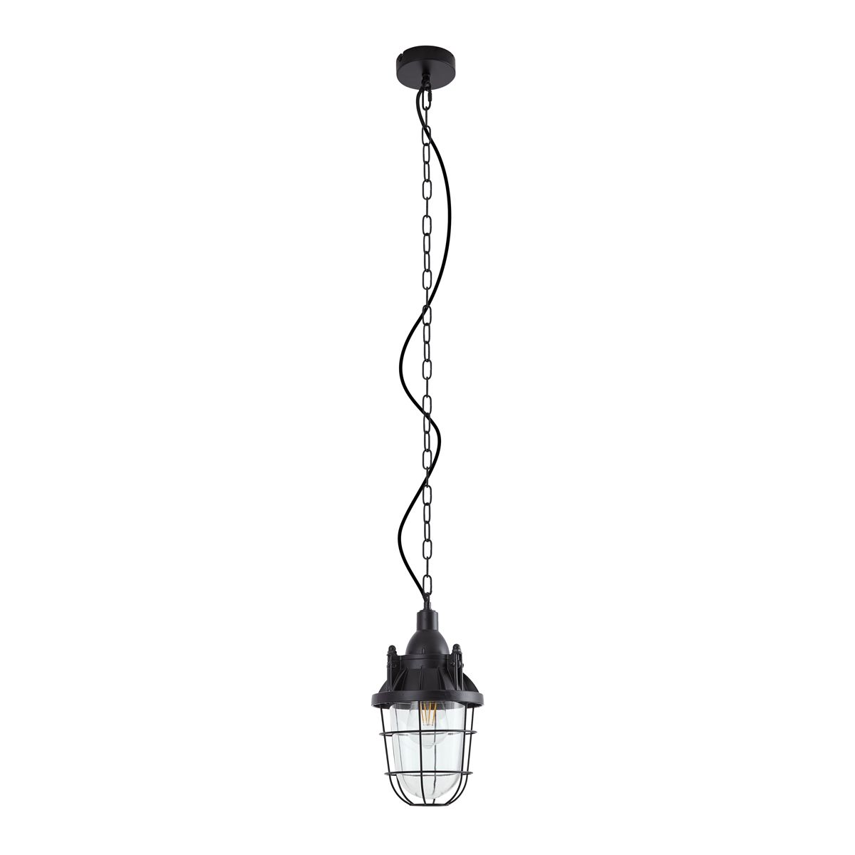 Industriële hanglamp zwart met glas - Cabin