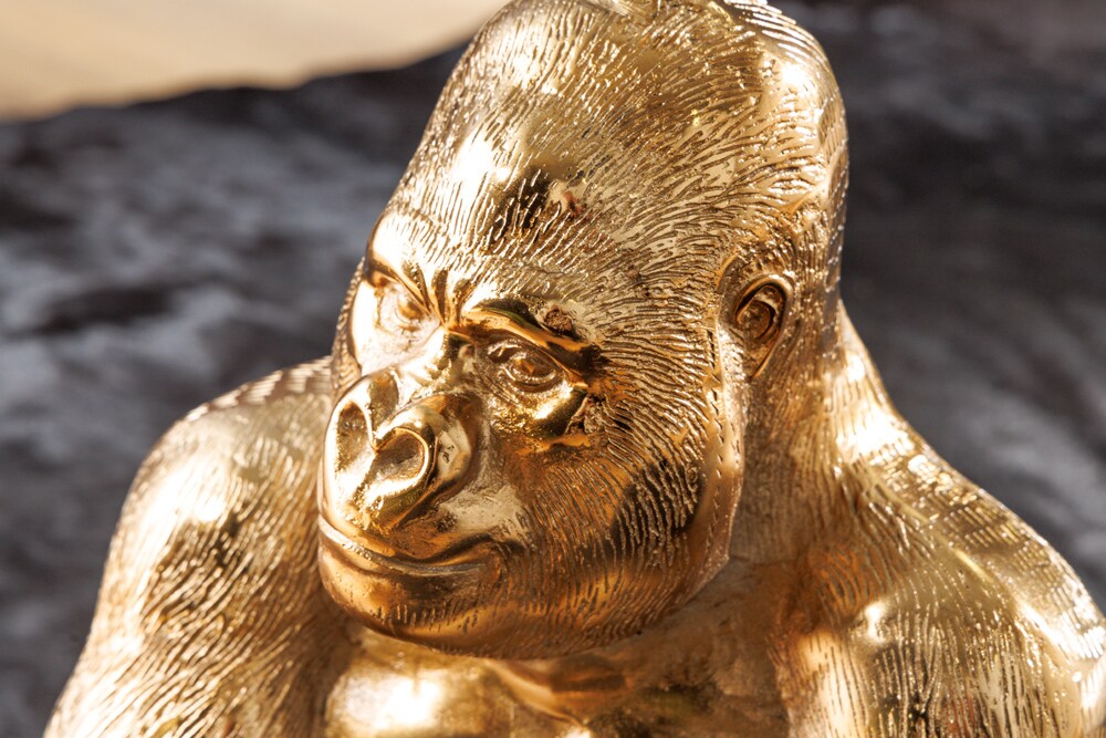 riess-ambiente Beistelltisch KONG - 50cm gold Metall Glas Affenfigur Gorilla Skulptur rund