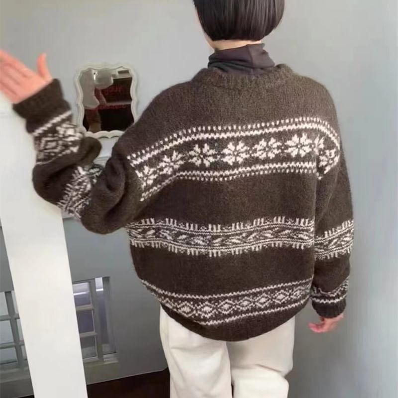 Angel Shine - Oversized trui met ronde hals en kerstprint