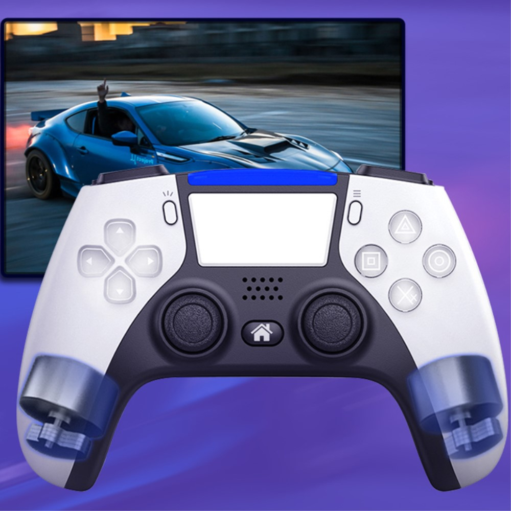 Sony PlayStation PS4 / Nintendo Switch / PC / Smartphone Wireless Bluetooth Game Controller mit 3.5mm Klinke (iOS / Android) - Weiss / Schwarz