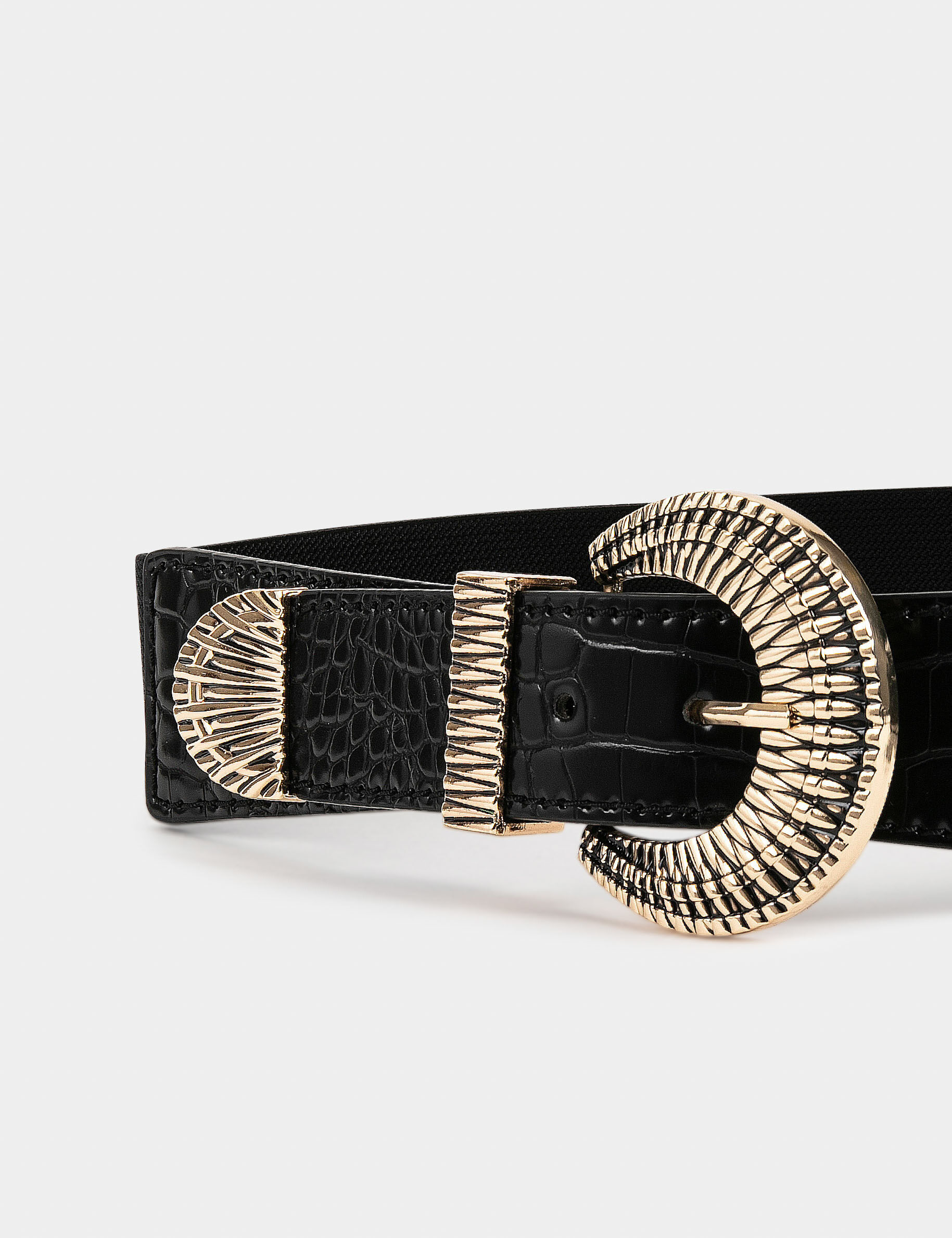 Ceinture élastiquée avec boucle noir femme - noir