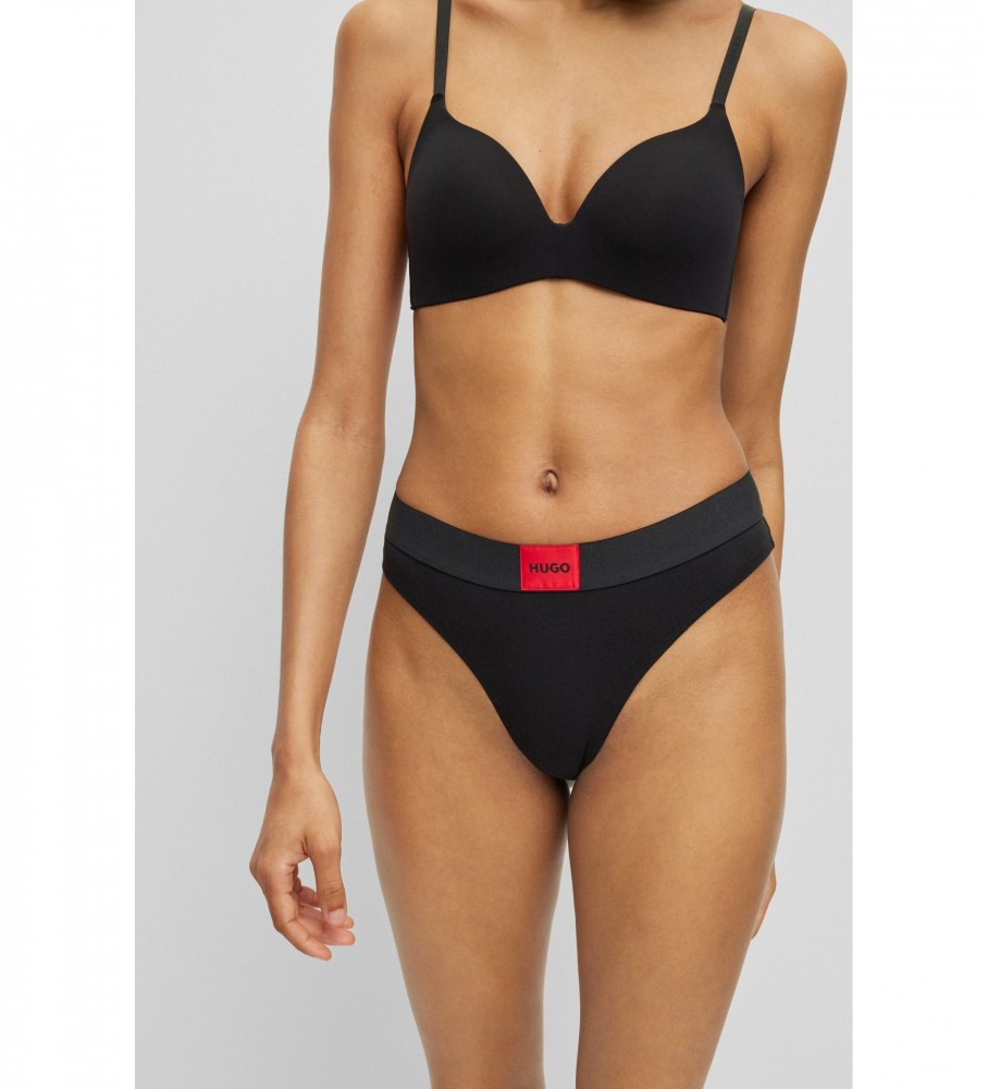 Tanga HUGO com etiqueta elástica preta