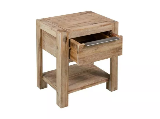 Table de chevet 1 tiroir acacia massif foncé Dedhy