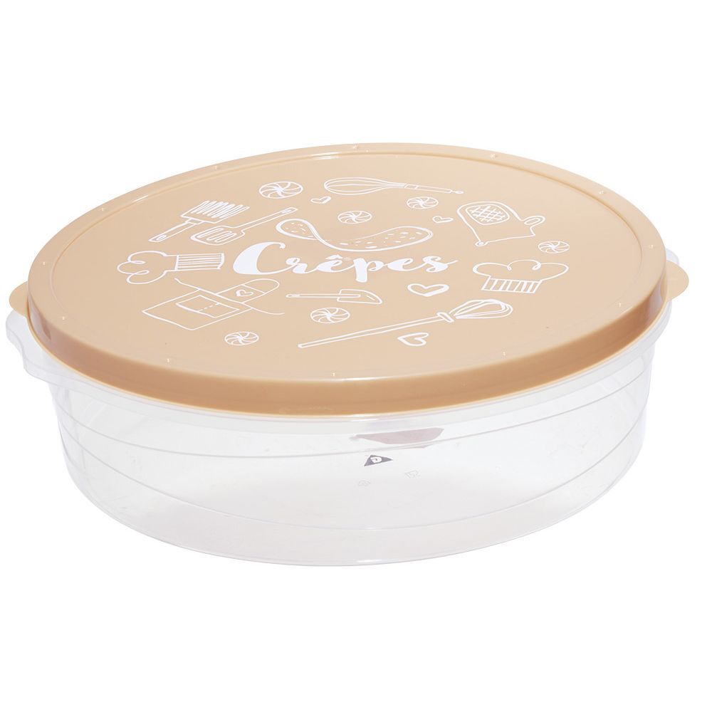 Boîte à crêpes ronde avec couvercle imprimé motif cuisine Ø28xH9 cm