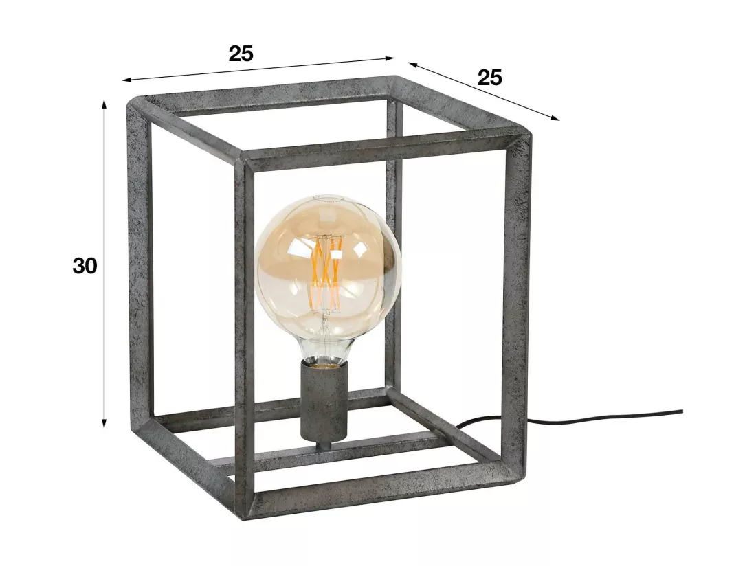Cube lumineux industriel finition argent vieilli RALF