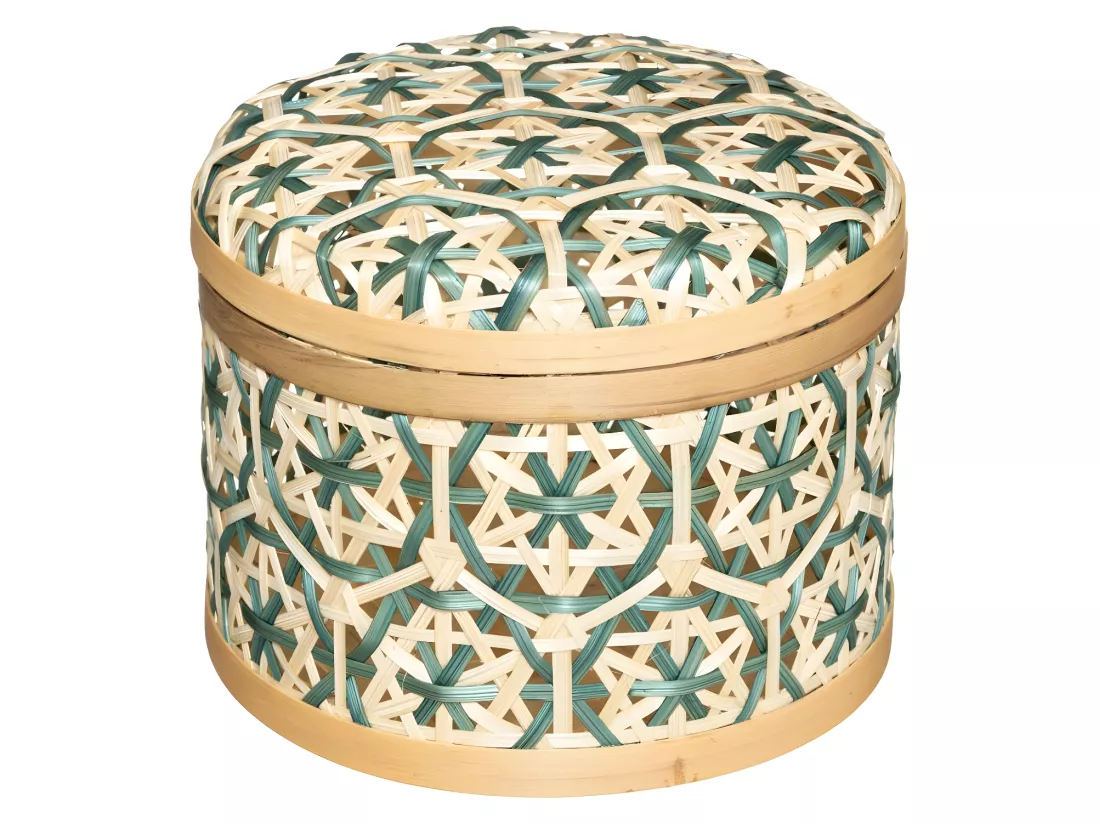 Lot de 2 Boites de rangement rondes en Bambou