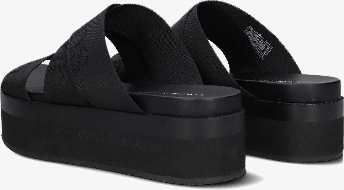 CALVIN KLEIN zwarte calvin klein slippers flatform slipper webbing