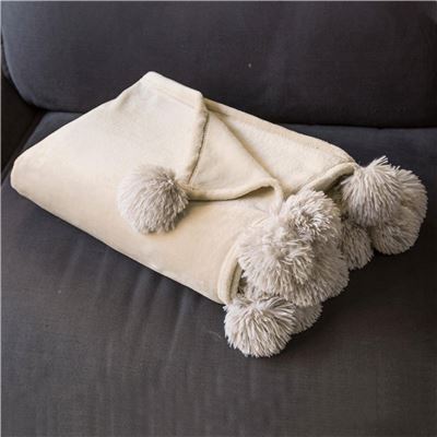 Plaid pompons en microfibre