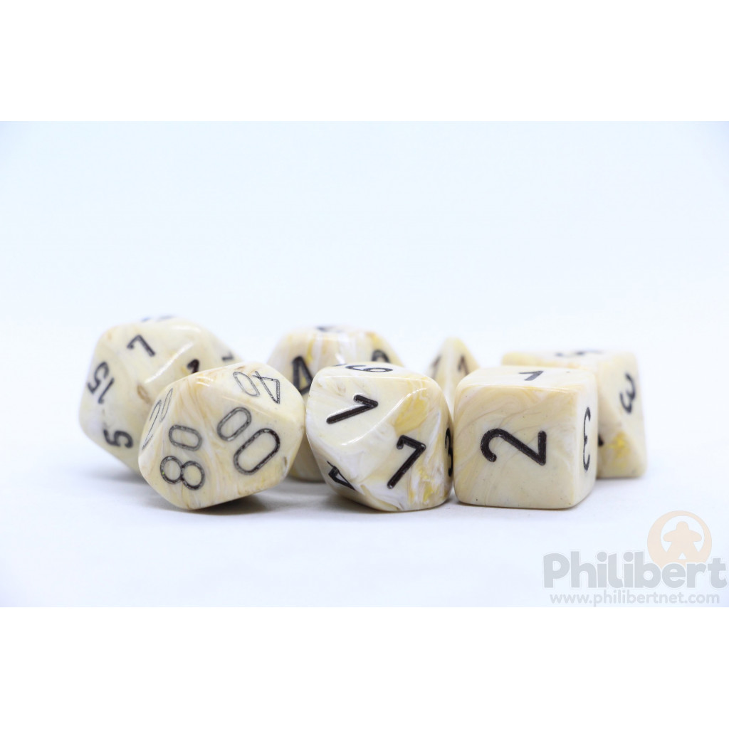 Set de 7 Dés JDR Chessex : Marble