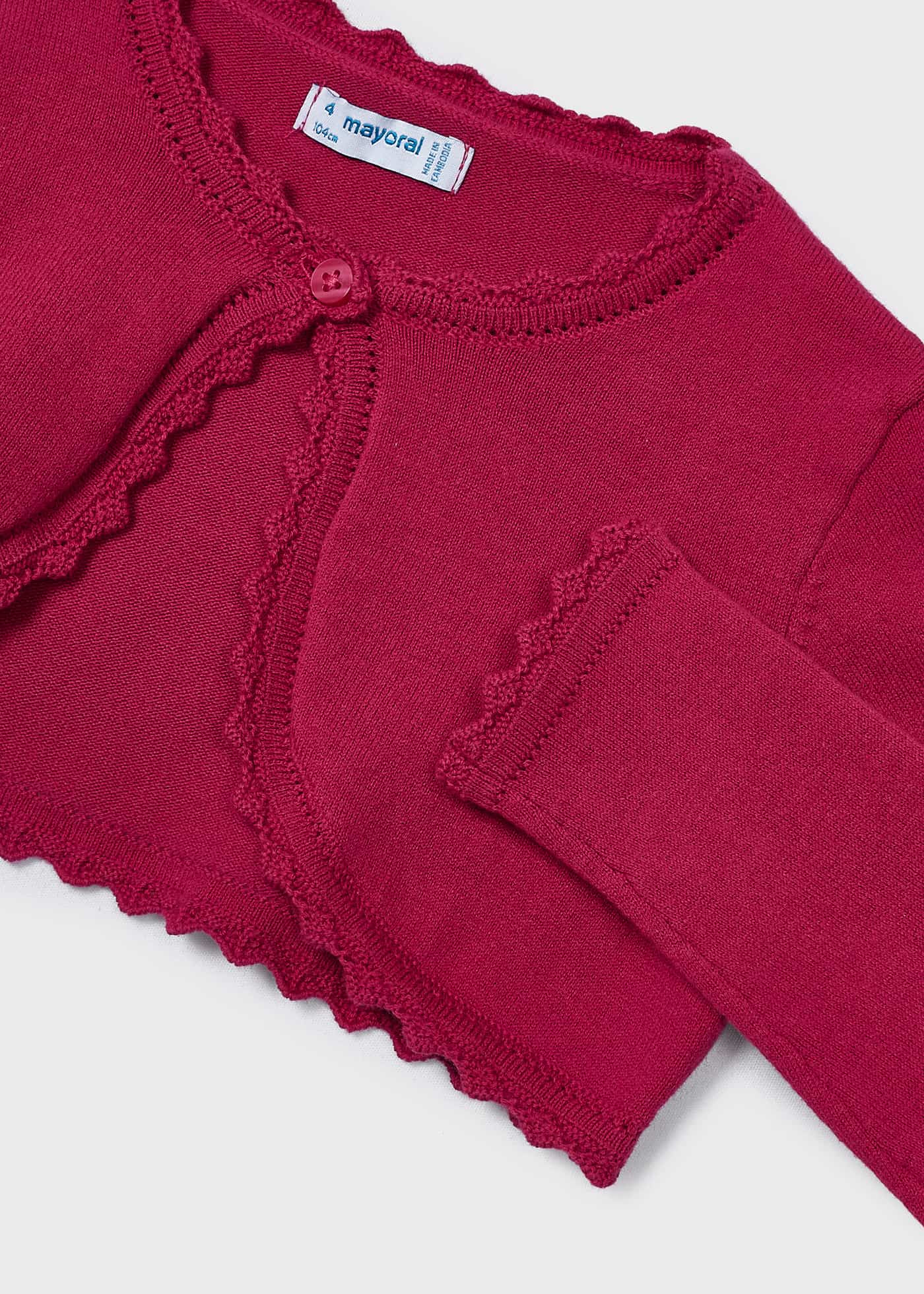 Cardigã estilo bolero em malha de algodão sustentável para meninas