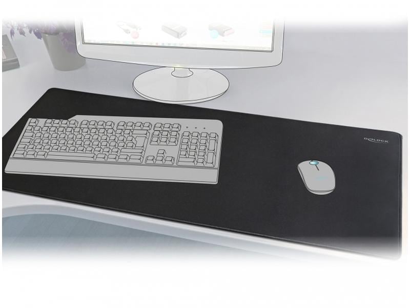 Delock Gaming-Mausmatte 12027 Schwarz Wasserabweisendes, grossflächiges Mousepad