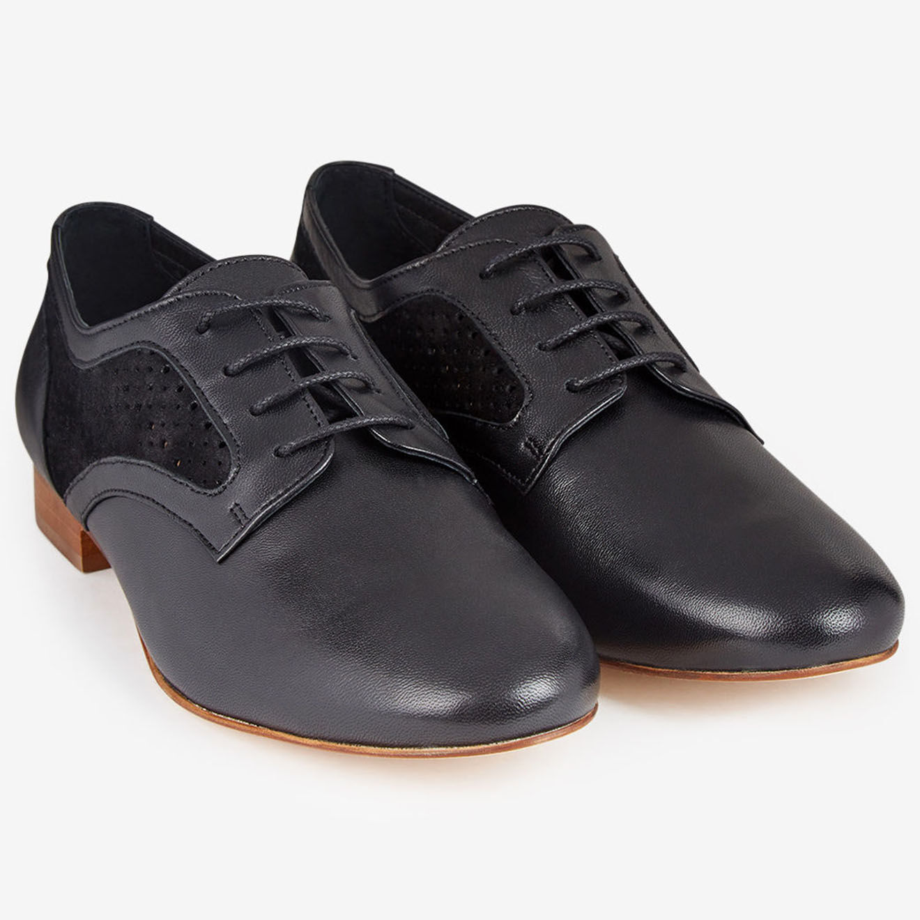 Mellow Yellow Derbies en Cuir Fosse noires