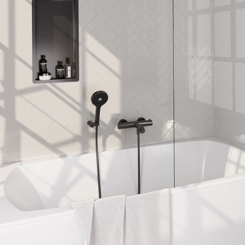 Brauer - Opbouwset Bad- en Douchekraan - Gunmetal - Messing - Thermostatisch