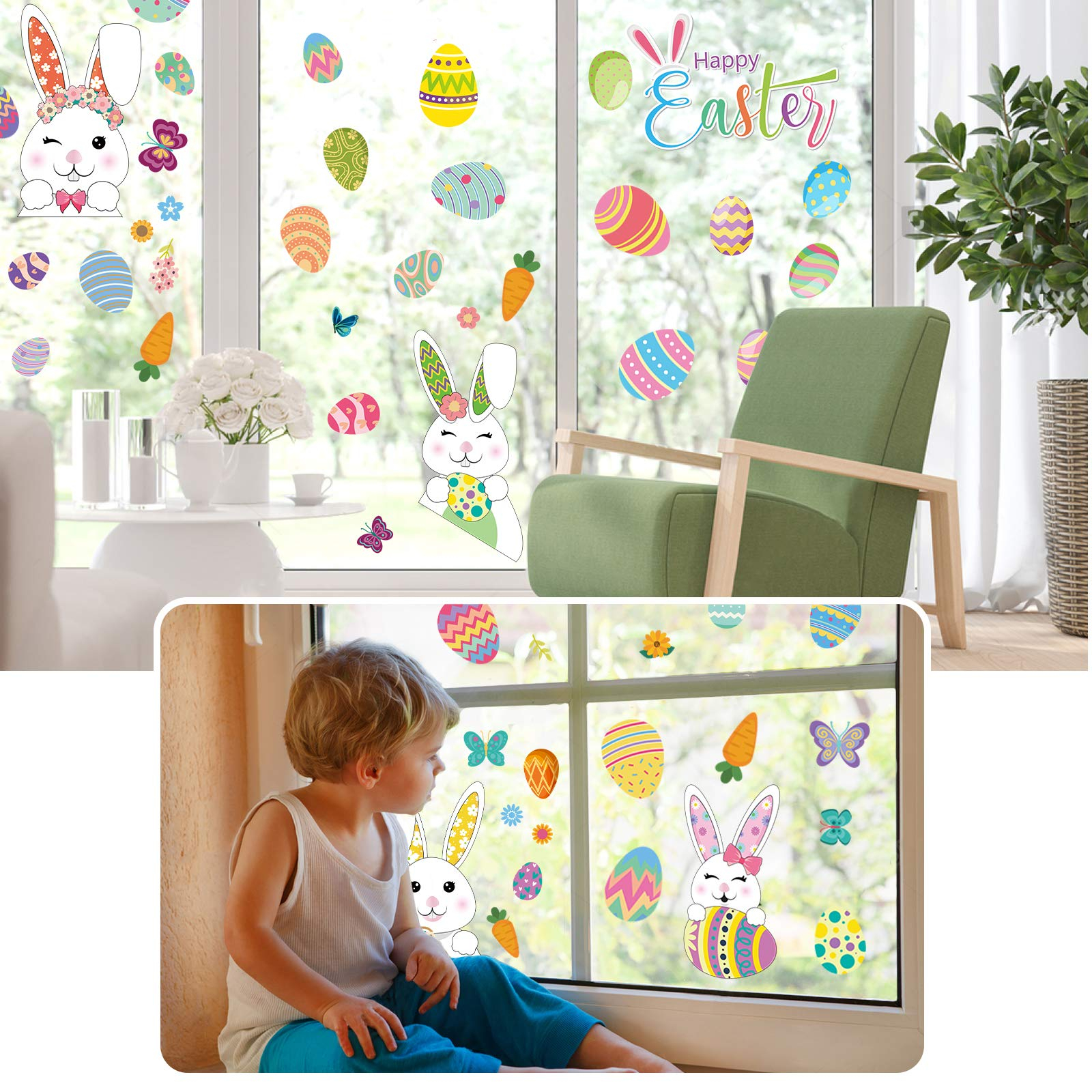 (120er Set) Wandtattoo Aufkleber Oster Home Deko Fenster Sticker - Hasen