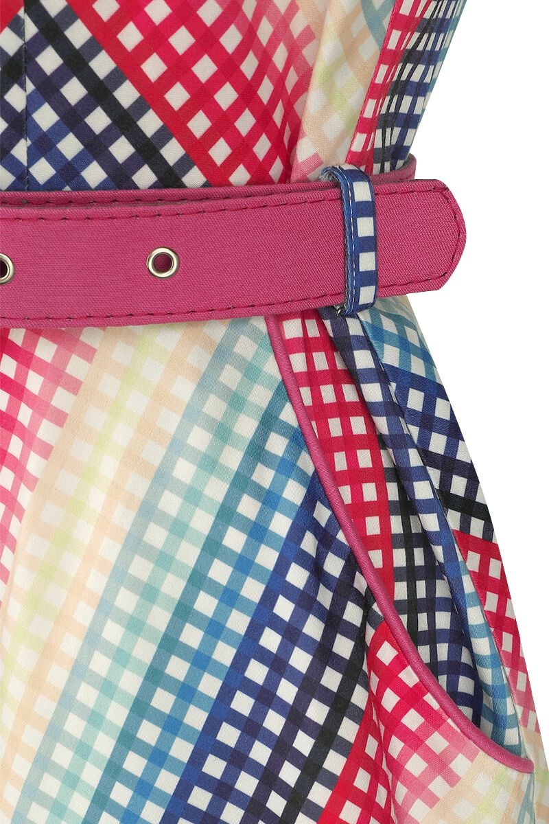 Robe Évasée Serene Rainbow Gingham | Voodoo Vixen Robe mi-longue