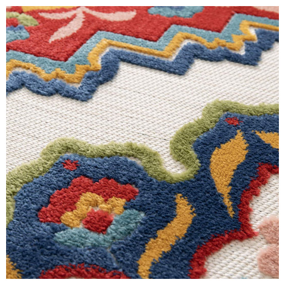 Tapis de salon ou d'extérieur ethnique - rosace - multicolore - 164 x 230 cm