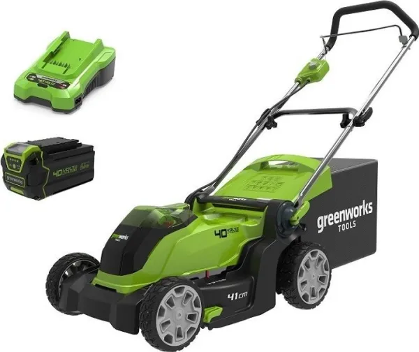 Greenworks G40LM41 Batteri Plæneklipper 40V - Inkl. 4 Ah Batteri og Oplader