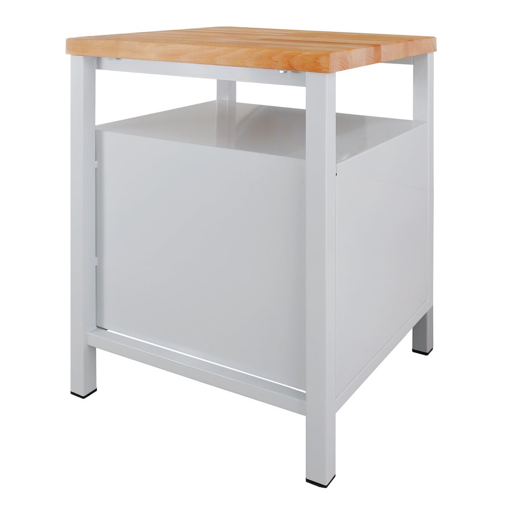 PROREGAL Slim Rhino werkbank met opbergruimte, 1 deur, HxBxD 84 x 60 x 60 cm, draagvermogen 300 kg, lichtgrijs/blauw